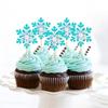 Cyodoos 24 PCS Snowflake Cupcake Toppers Glitter Winter Frozen Theme Snowflake Cupcake Picks for Winter Wonderland Baby Shower Kids Birthday Christmas Party Cake Decorations Supplies view 3