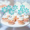 Cyodoos 24 PCS Snowflake Cupcake Toppers Glitter Winter Frozen Theme Snowflake Cupcake Picks for Winter Wonderland Baby Shower Kids Birthday Christmas Party Cake Decorations Supplies view 4