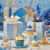 1Pcs Glitter Mermaid Happy Birthday Cake Topper Under the Sea Mermaid Tail Cake Decorations for Birthday Baby Shower Party Supplies (Gold A) view 3