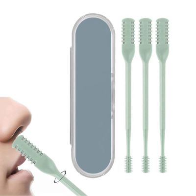 2024 2-in-1 Nasal Hair Cutter, Nostril Hair Remover Tool, Newest Double Sided Nose Hair Knife, Portable Manual 360 Rotating Nose Hair Trimmer with Ear Picker for Women Men   (Light Green)