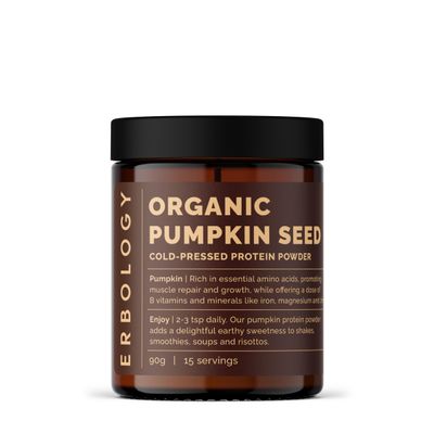 Erbology Organic Pumpkin Seed Protein Powder 90g - 15 Servings - Cold-Pressed from Pumpkin Seeds - Sustainably Sourced Straight from Farm in Austria - Small Batch - Vegan - GMO-Free
