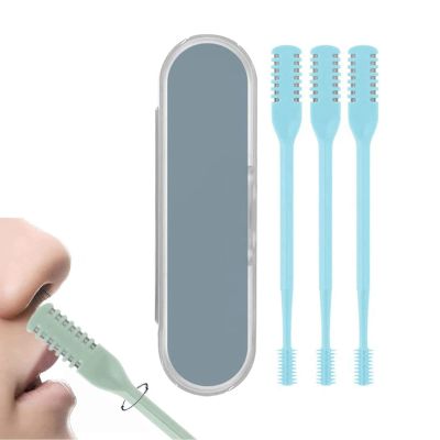2024 2-in-1 Nasal Hair Cutter, Nostril Hair Remover Tool, Newest Double Sided Nose Hair Knife, Portable Manual 360 Rotating Nose Hair Trimmer with Ear Picker for Women Men   (Blue)