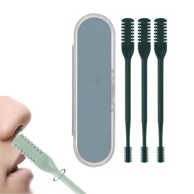 2024 2-in-1 Nasal Hair Cutter, Nostril Hair Remover Tool, Newest Double Sided Nose Hair Knife, Portable Manual 360 Rotating Nose Hair Trimmer with Ear Picker for Women Men   (Green)