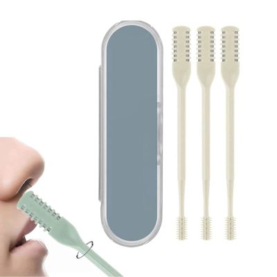 2024 2-in-1 Nasal Hair Cutter, Nostril Hair Remover Tool, Newest Double Sided Nose Hair Knife, Portable Manual 360 Rotating Nose Hair Trimmer with Ear Picker for Women Men (Yellow)