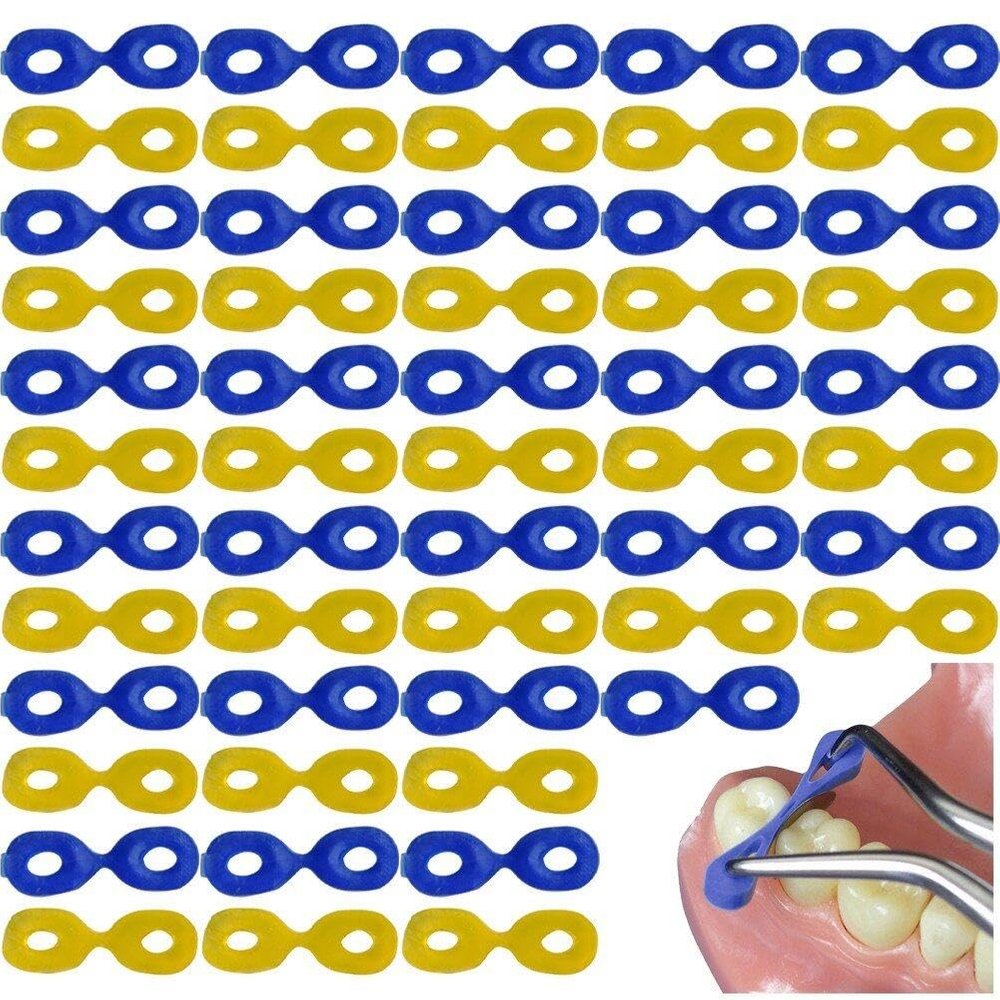 Dinntty 60pcs Dental Elastic Rubber Fixing Wedges Disposable Plastic Orthodontic Elastic Placers Composite Tooth Separator
