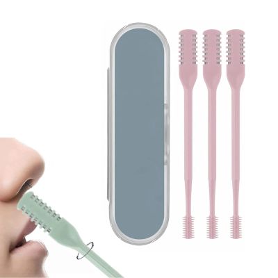2024 2-in-1 Nasal Hair Cutter, Nostril Hair Remover Tool, Newest Double Sided Nose Hair Knife, Portable Manual 360 Rotating Nose Hair Trimmer with Ear Picker for Women Men   (Pink)