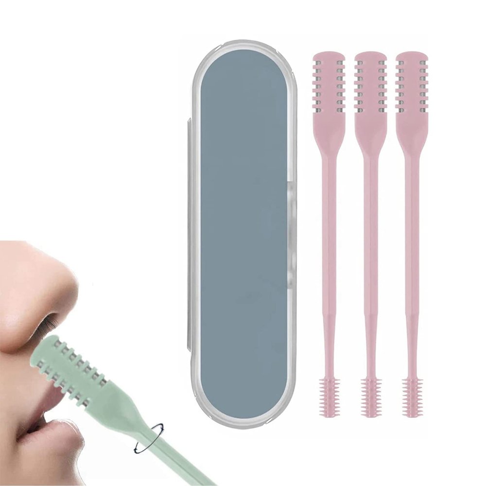 2024 2-in-1 Nasal Hair Cutter, Nostril Hair Remover Tool, Newest Double Sided Nose Hair Knife, Portable Manual 360 Rotating Nose Hair Trimmer with Ear Picker for Women Men   (Pink)