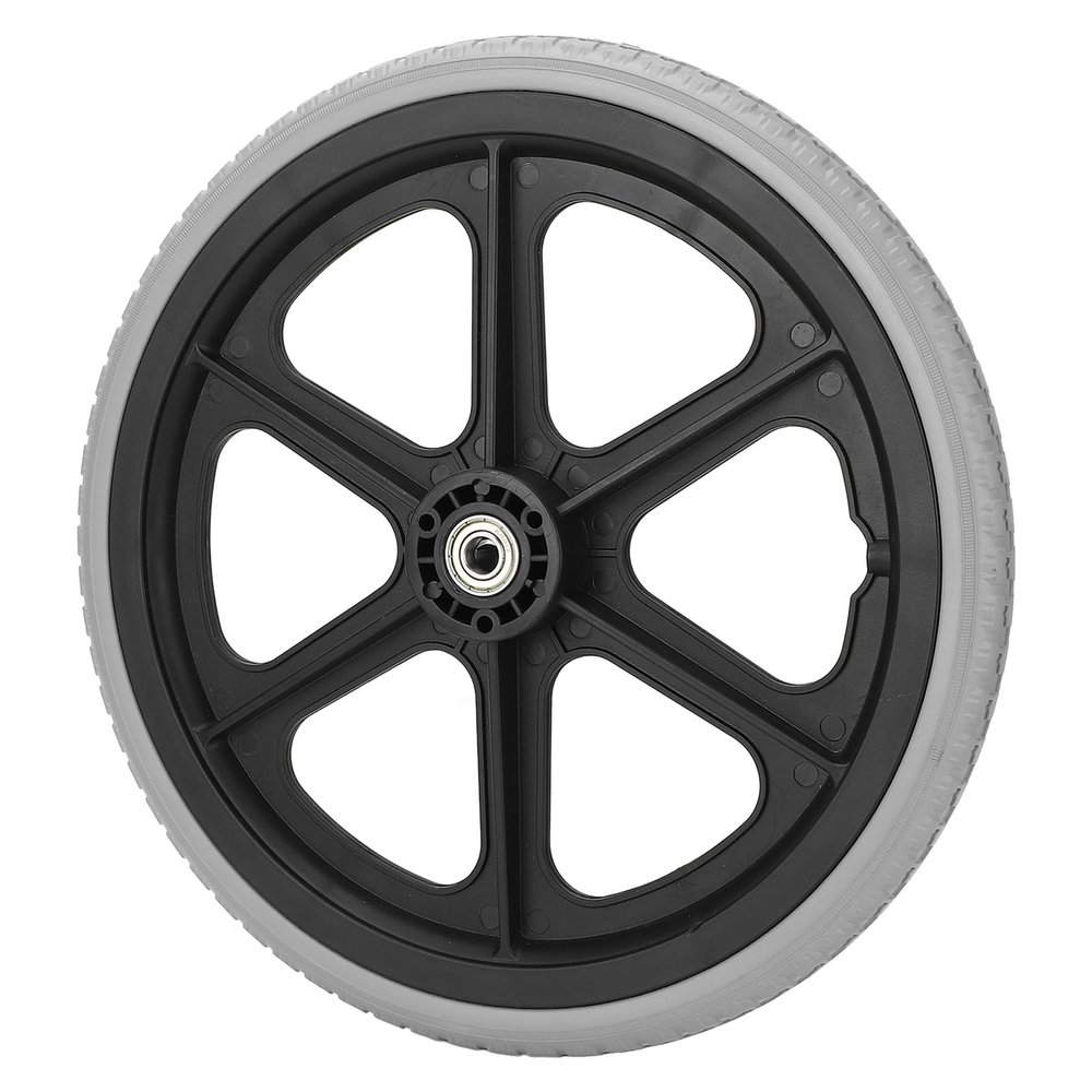 14 Inch Wheelchair Wheels Assembly, 350x30mm Rear Wheel Black Solid Tire 6001 Bearing 12mm Inner Hole Rollator Wheel Back Wheel Replacement for Manual Wheelchairs, Transport Chair