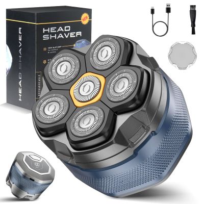 Journeyside Bald Head Shaver for Men, Bald Head Razor 6D Blade Double Track Flexible, Professional Men's Bald Hair Clipper IPX7 Cordless Bald Electric Shaver Beard, Dry and Wet Use