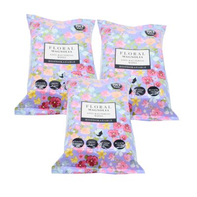 3x Floral Anti-Bacterial Wipes - Magnolia - 80 Wipes Each