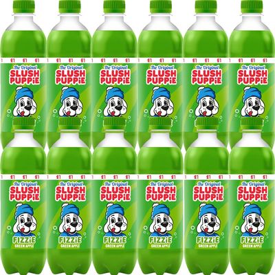 12 x Slussh Pupie The Original Fizzie Green Apple 500ml - Carbonated Low Calorie Soft Drink with Flavourings and Sweeteners