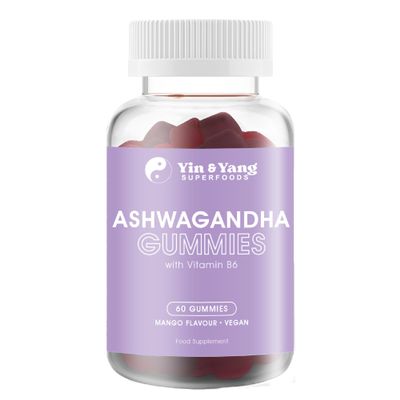 Ashwagandha Gummies 3000mg High Strength, by Yin & Yang Superfoods with Vitamin B6 - Vegan, Sugar-Free - Supports Stress Relief, Hormonal Balance, Immune Health, and Sleep Quality - 60 Gummies