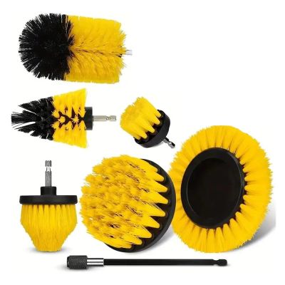 7pcs Moving Brush Head, Electric Cleaning Brush, Yellow 7-piece Set, Electric Drill Brush Head Set Household Items
