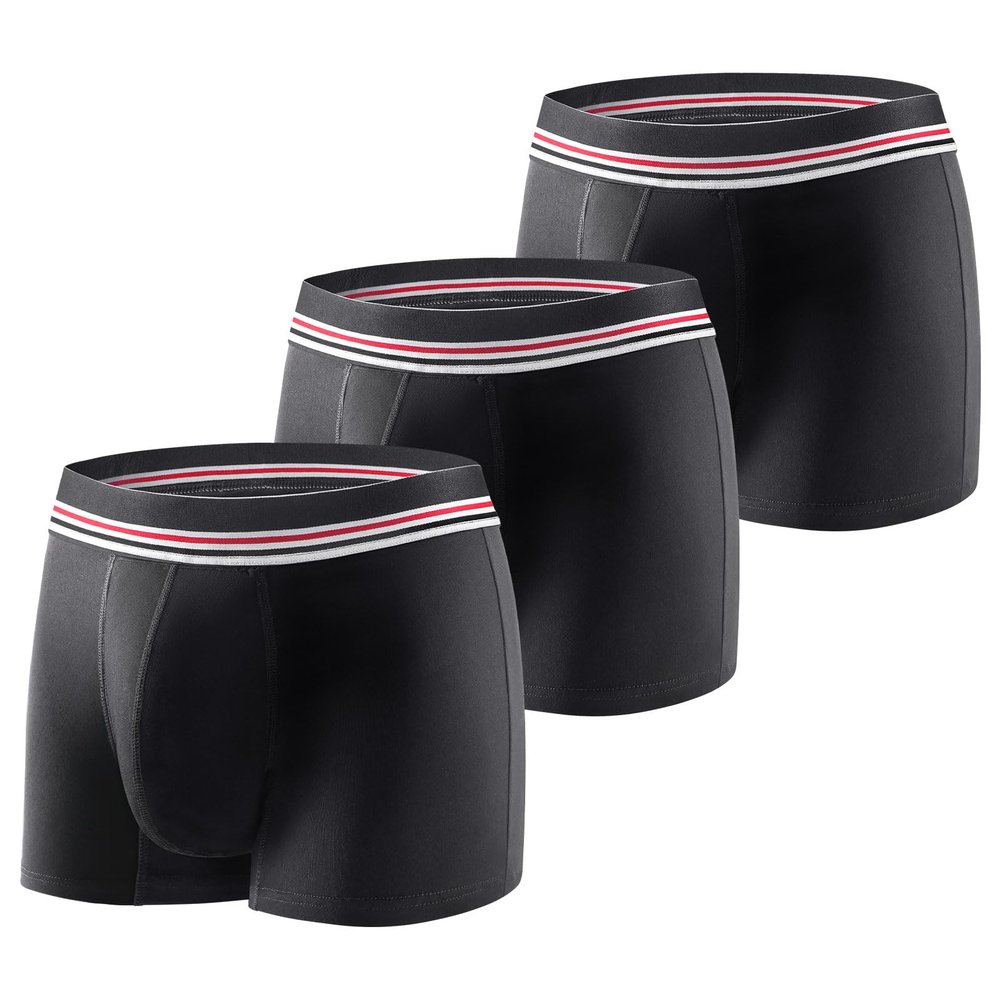 Carer 3 Pack Men's Incontinence Boxer Brief Washable Light & Thin Cotton Incontinence Pants with 80 ML Absorbent Pad Prevents Bladder Leaks Designed for Mild Incontinence Black L