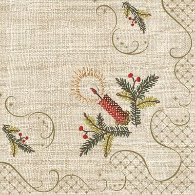3-Ply Daisy Xmas Decoupage Tissue Paper Napkins Decorative Christmas Serviettes 33cm x 33cm - Pack of 20 (Classic Christmas Embroidery)