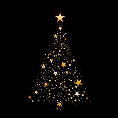 3-Ply Daisy Xmas Decoupage Tissue Paper Napkins Decorative Christmas Serviettes 33cm x 33cm - Pack of 20 (Glittering Christmas Tree on Black)