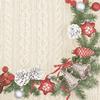 3-Ply Daisy Xmas Decoupage Tissue Paper Napkins Decorative Christmas Serviettes 33cm x 33cm - Pack of 20 (Silver Red Wreath on Knitted Cloth) view 1
