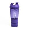 Phoenix Fitness Protein Shaker Bottle with Storage Compartments - 500ml Leakproof BPA Free Easy Clean Bottle for Powder Shakes, Supplements, Vitamins & Snacks - Purple view 1