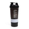 Phoenix Fitness Protein Shaker Bottle with Storage Compartments - 500ml Leakproof BPA Free Easy Clean Bottle for Powder Shakes, Supplements, Vitamins & Snacks - Black view 1