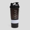 Phoenix Fitness Protein Shaker Bottle with Storage Compartments - 500ml Leakproof BPA Free Easy Clean Bottle for Powder Shakes, Supplements, Vitamins & Snacks - Black view 3