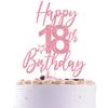 Pink Glitter Happy 18th Birthday Cake Topper, 18 Years Old Birthday Cake Dcor, Funny 18th Birthday Party Decorations Supplies for Adult Boys Girls view 1