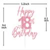 Pink Glitter Happy 18th Birthday Cake Topper, 18 Years Old Birthday Cake Dcor, Funny 18th Birthday Party Decorations Supplies for Adult Boys Girls view 2