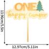 Wooden One Happy Camper Cake Topper,Camping Birthday Party Decoration,First Birthday Cake Decoration for Baby Shower, 1st Birthday Party, Anniversary, Baby Photo Booth Props view 2