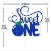 Blue Glitter Sweet One Cake Topper, Blueberry One/Happy 1st Birthday, Blueberry Summer Holiday Fruit Baby's 1st Birthday Baby Shower Party Decorations Supplies view 2