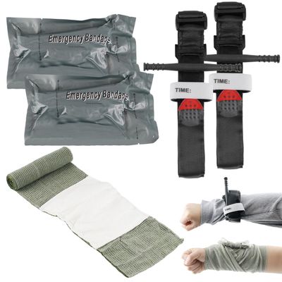 Cragmut Israeli Bandage 2 Pack, 6 Inch Compression Bandage for Emergency First Aid Battle Wound Care Self-Rescue with 2 Tourniquet