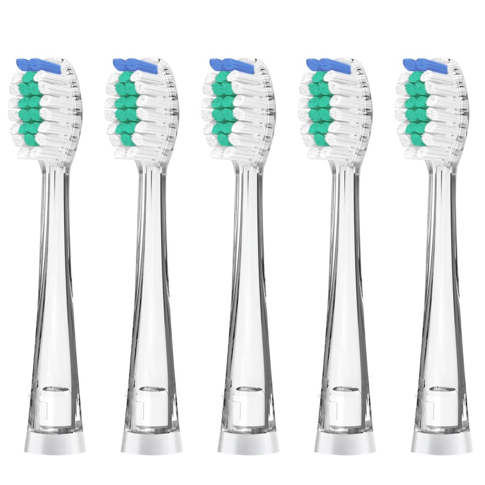 5Pcs Kids Replacement Toothbrush Heads Compatible with Seago SG-513/977/EK6/SG-2139, Brush-Baby WildOnes/KIDZSONIC, Dada-Tech DT-BB1/DT-977/DT-K6 Green Large Size for 3+ Years