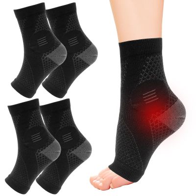 2Pairs Plantar Fasciitis Socks, Professional Ankle Compression Socks Functional Socks for Neuropathy,Neuro Socks for Men Women (Black M)