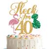 Flock I'm 40 Cake Topper, Hawaiian 40th Birthday Decorations, Aloha 40, Summer Tropical 40th Birthday Party Decorations, Gold Glitter view 1