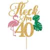 Flock I'm 40 Cake Topper, Hawaiian 40th Birthday Decorations, Aloha 40, Summer Tropical 40th Birthday Party Decorations, Gold Glitter view 2