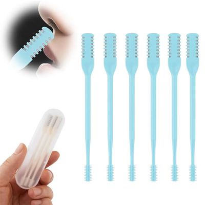 2-in-1 Nose Hair Trimmer, 2024 Double Sided Nose Hair Knife, Nostril Hair Remover Tool, Portable Manual 360 Rotating Nose Hair Trimmer for Men and Women (Blue, 6 Pieces)