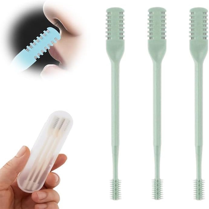 2-in-1 Nose Hair Trimmer, 2024 Double Sided Nose Hair Knife, Nostril Hair Remover Tool, Portable Manual 360 Rotating Nose Hair Trimmer for Men and Women (Green, 3 Pieces)
