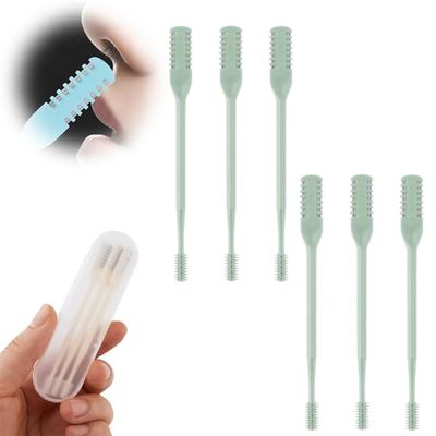 2-in-1 Nose Hair Trimmer, 2024 Double Sided Nose Hair Knife, Nostril Hair Remover Tool, Portable Manual 360 Rotating Nose Hair Trimmer for Men and Women (Green, 6 Pieces)