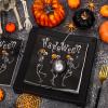 Whaline 50Pcs Halloween Skull Paper Napkins Dancing Skeleton Pumpkin Black Disposable Luncheon Dinner Table Napkins for Holiday Trick or Treat Party Decor Supplies view 3