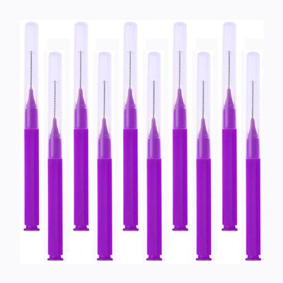 50 Pcs Interdental Brushes, Toothpick Dental Brushes Teeth Cleaning Brushes, Portable Dental Floss Brushes for Braces Oral Cleaning (Purple)