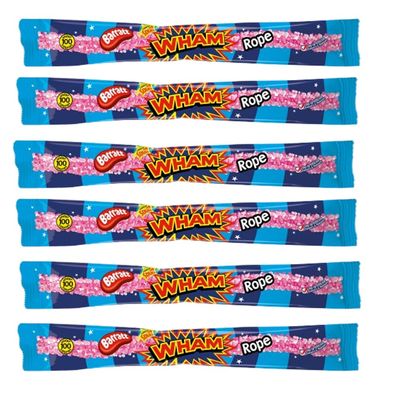 Barat Wham Rope 26g - Sour raspberry flavour soft candy pope coated in candy pieces (06 Packs)