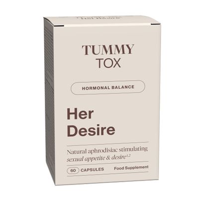 Her Desire Capsules with Liboost, Maca, Ashwagandha, Ginseng, Zinc, Biotin, Vitamin D, Vitamin B6, and Vitamin B12, by Tummy Tox