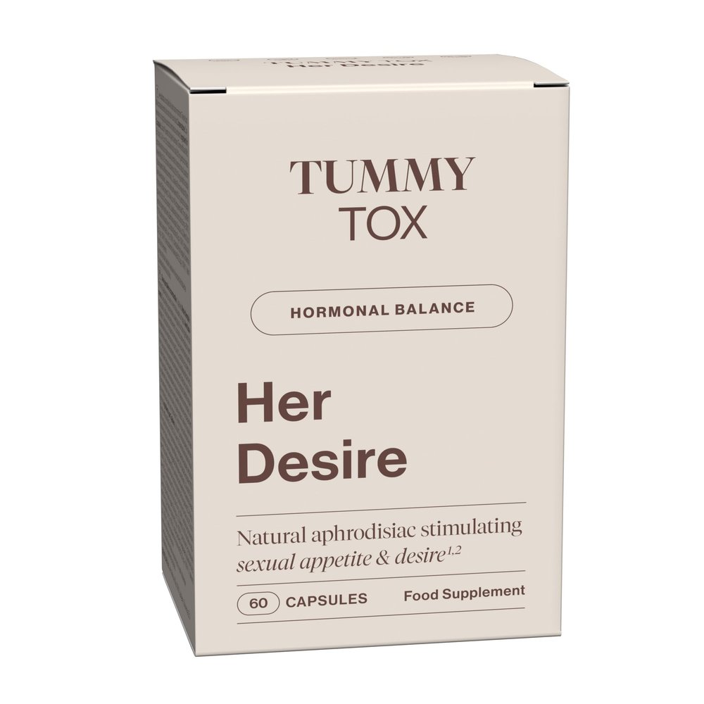 Her Desire Capsules with Liboost, Maca, Ashwagandha, Ginseng, Zinc, Biotin, Vitamin D, Vitamin B6, and Vitamin B12, by Tummy Tox