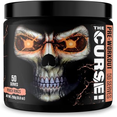 JNX The Curse! Pre Workout Powder - Orange Mango 50 Servings | Preworkout: Boost Strength, Energy + Focus for Men & Women | Caffeine, Beta-Alanine, Creatine & L-Citrulline (250 g, Peach Mango)