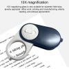 10X Pocket Magnifying Glass, Double Layer Lenses Folding Handheld Mini Magnifier Keyring with LED Light, Portable for Students, Jewelry Appraisal, Elderly Reading view 2