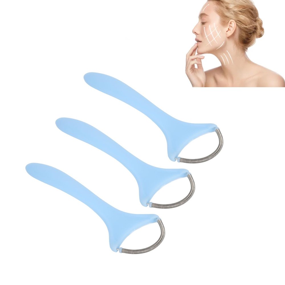 3pcs Spring Facial Hair Remover for Women, Long Handle Stainless Steel Gentle Spring Facial Threading Epilator Coil, Facial Hair Remover Spring