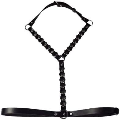 FOCICE Women's Punk Chest Harness Gothic Metal Chain, Men's Body Caged Lock Bra Strap, Harness Body Waist belt, Chain Jewelry For Women, Leather Chest for Halloween Roleplay, Clubwear & Bedroom