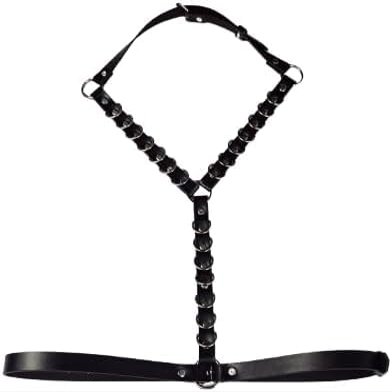 FOCICE Women's Punk Chest Harness Gothic Metal Chain, Men's Body Caged Lock Bra Strap, Harness Body Waist belt, Chain Jewelry For Women, Leather Chest for Halloween Roleplay, Clubwear & Bedroom