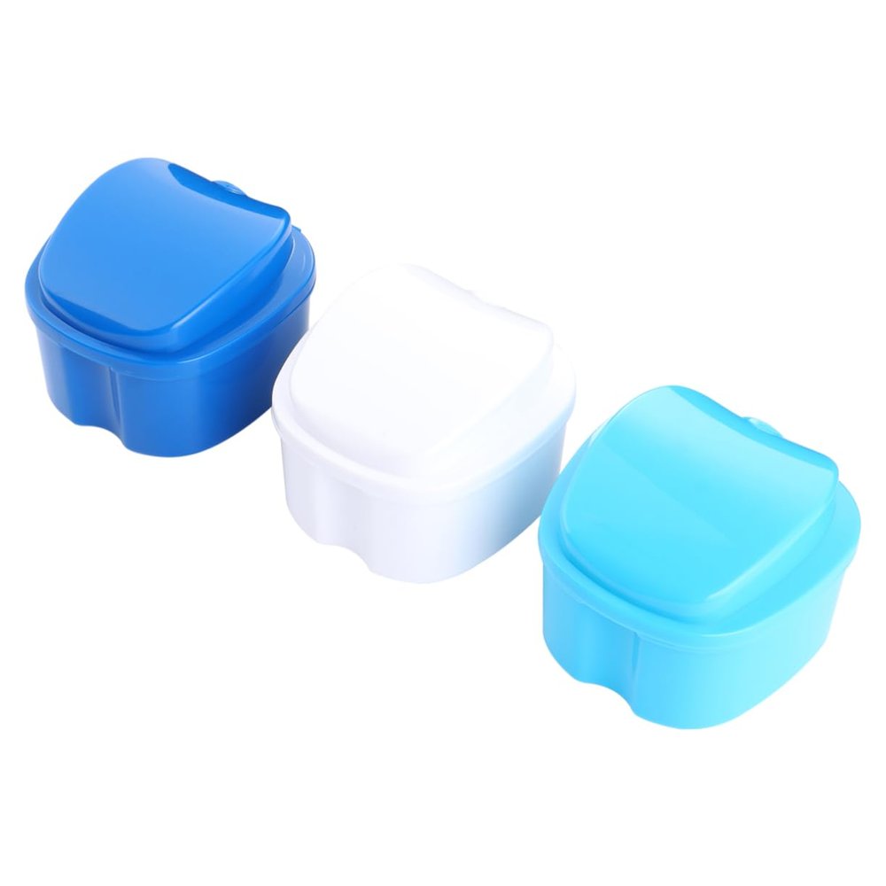 Hoement 3pcs Denture Box for False Teeth and Dentures with Plastic Material Ultra-Smooth Finish Beautiful Design Features that Prevent Accidental Handling Damages for Carers