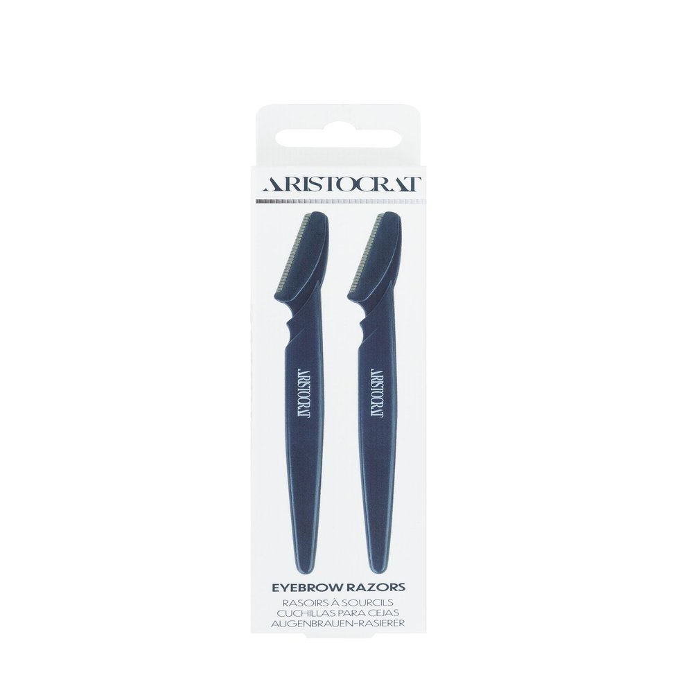 Aristocrat Eyebrow Razors Mens Stainless Steel Dermaplaning Blades for Eyebrow, Beard & Facial Hair Grooming, Precision Face Shaver for Men, 2-Pack