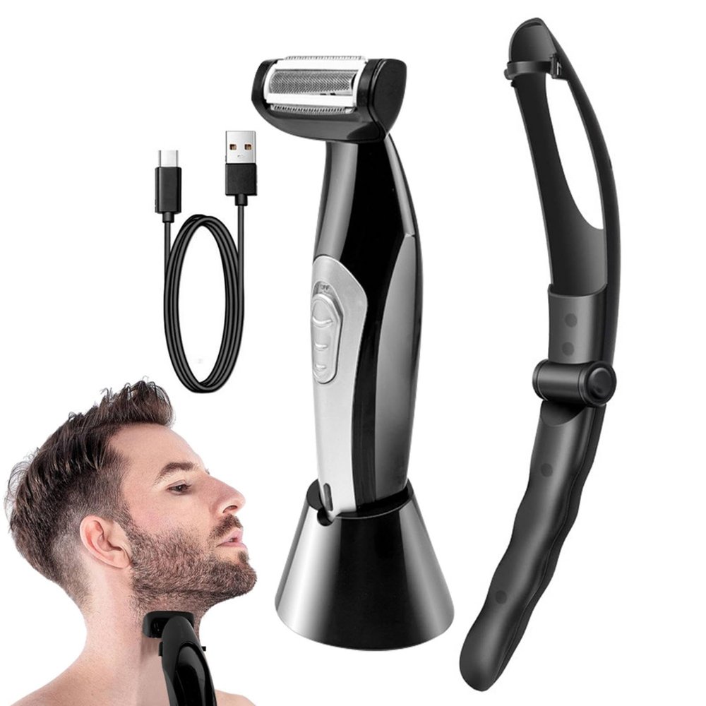 Generico Men's Electric Back & Chest Shaver, Black, Rechargeable, Foil Head, Extended Handle, Practical/Functional Style