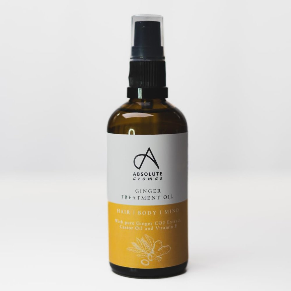 Absolute Aromas | Ginger Hair & Body Treatment Oil - with Pure Ginger CO2, Castor, Sunflower & Almond Oil, 100ml
